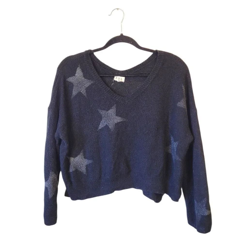 POL Black Cropped Star Sweater Women's Size S